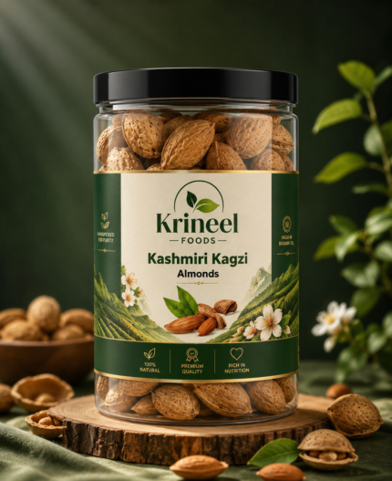 Krineel Foods Kashmiri Kagzi Almonds (In Shell) – 100% Natural | High in Badam Oil | Premium Quality | 250 gms