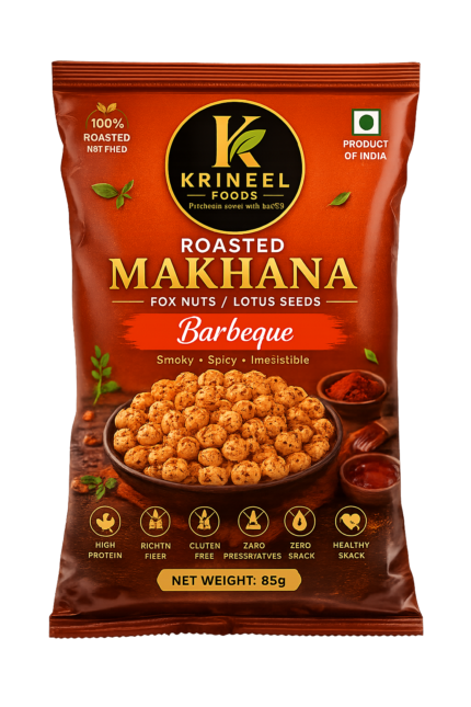 Krineel P889S Handpicked Raw Makhana - Barbeque Flavor | Premium Roasted Fox Nuts | Healthy Snack