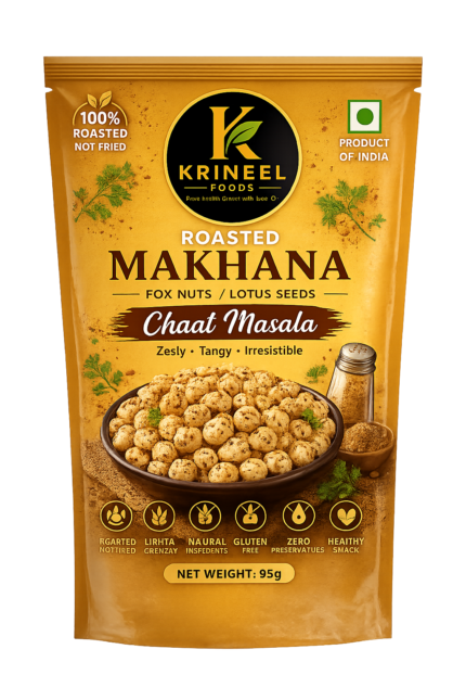 Krineel P889S Handpicked Raw Makhana - Chaat Masala Flavor | Tangy & Spicy Fox Nuts