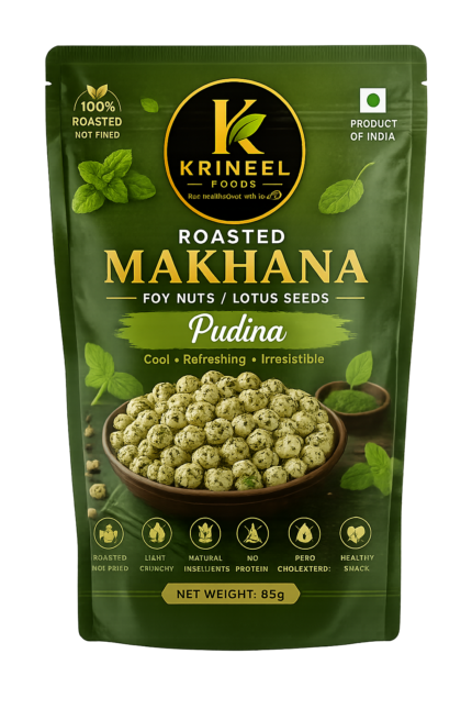 Krineel P889S Handpicked Raw Makhana - Pudina Flavor | Refreshing Mint Fox Nuts